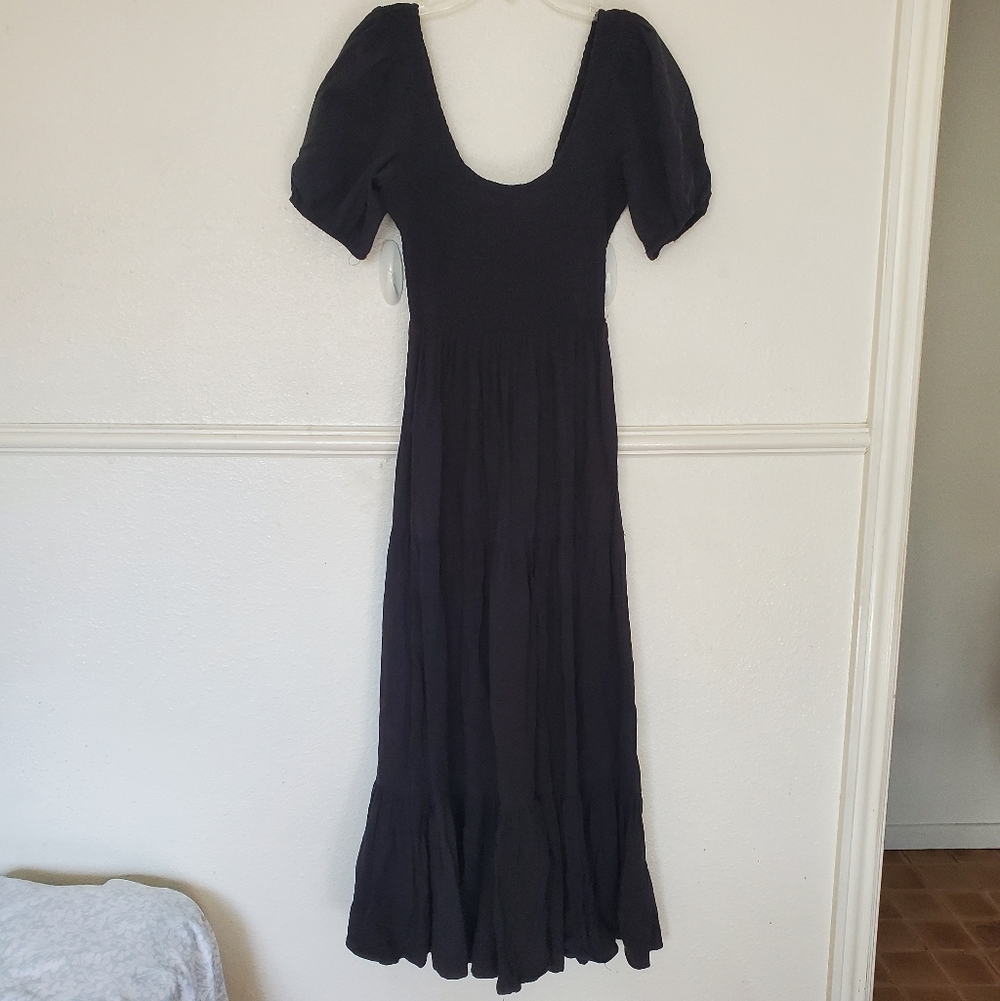 Saltwater LUXE Elegant Black Maxi Dress with Puff Sleeves